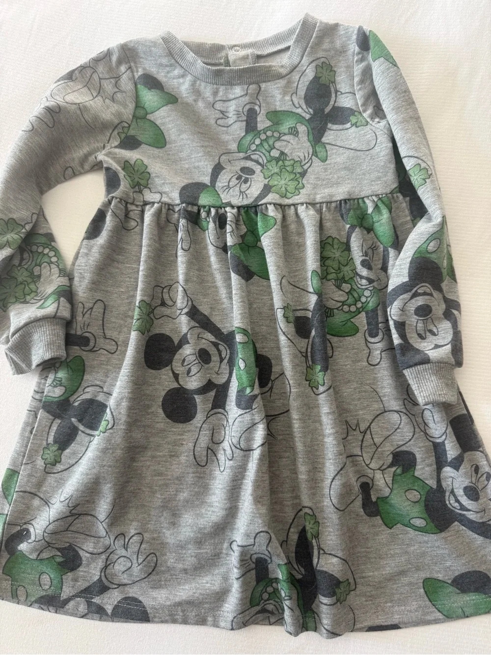 Disney Grey Dress with Green Mickey Print